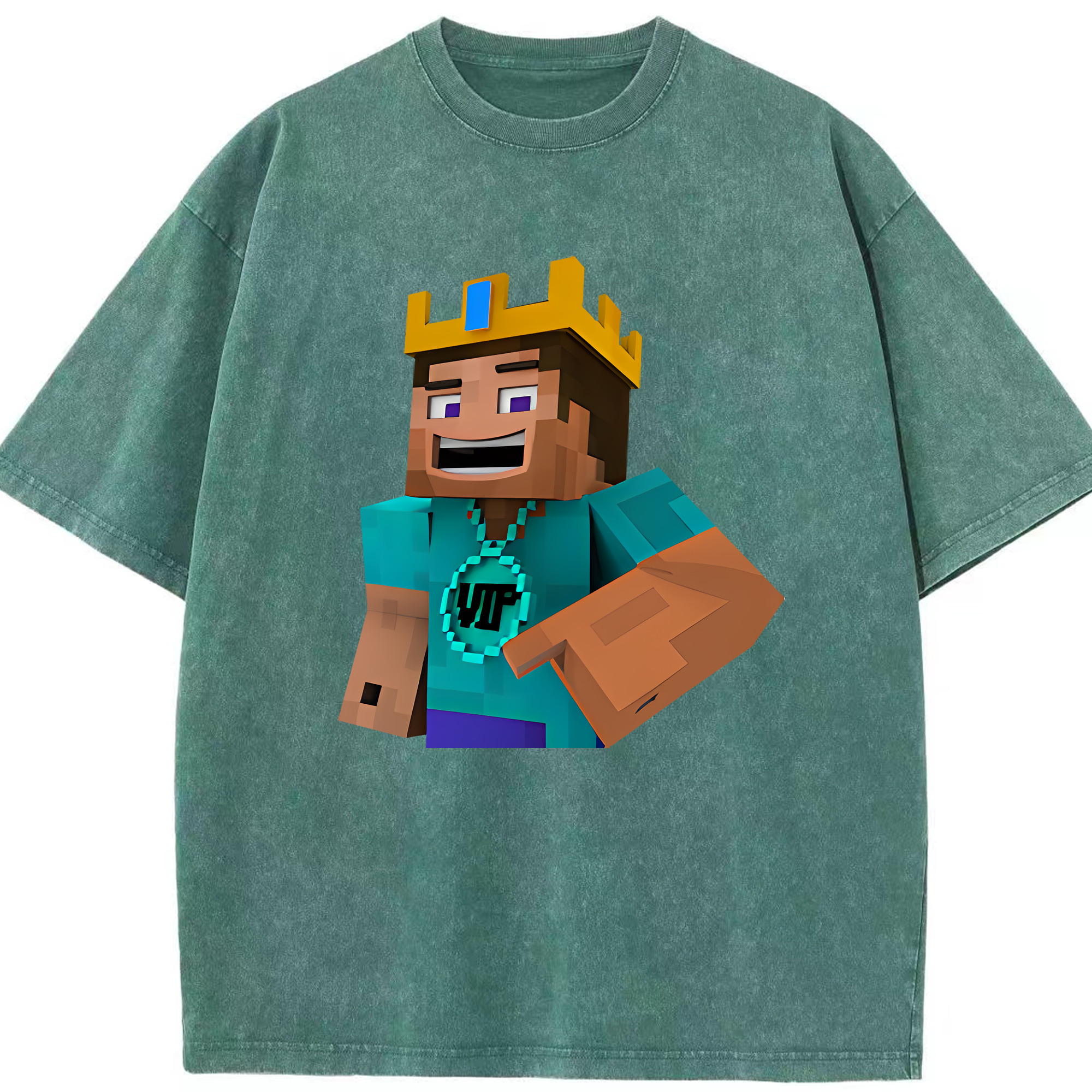 （画像用） マインクラフト ブロックの世界 Minecraft MC Block world 綿100% ヴィンテージ風 半袖Tシャツ（フロントプリント）